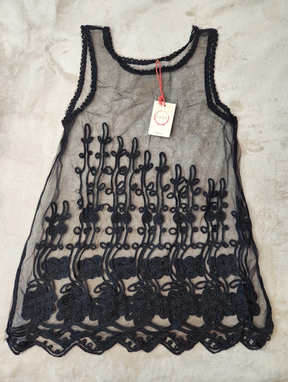 RAGA Anthropology Black Sheer Tank Top